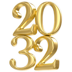 3D Golden Happy New Year 2032