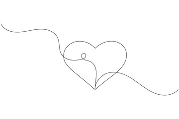 Heart shape one line drawing minimalist continuous line vector icon