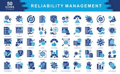 Reliability Management icon collection set. Simple color fill vector illustration.