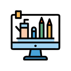 Art Supply Monitor Creative Workspace Icon Design