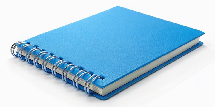 Blue Spiral Notebook Isolated on White Background - Stock Photo