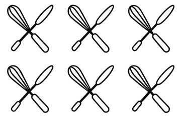 Crossed Whisk Icon Sy Simple Line Art