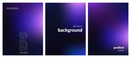 Abstract liquid background set. Gradient mesh. Effect bright color blend. Blurred fluid colorful mix. Modern design template for web covers, ad banners, posters, brochures, flyers. Vector EPS