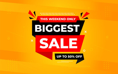 Biggest sale banner. Biggest sale of the year banner. Sale and discounts Biggest sale, Promotion special marketing poster design for digital and print market.