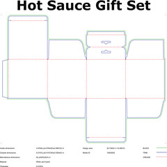 Hot Sauce Gift Set Packaging Die Cut Template Product Box Design Vector Blueprint Template For Food And Culinary Branding Projects