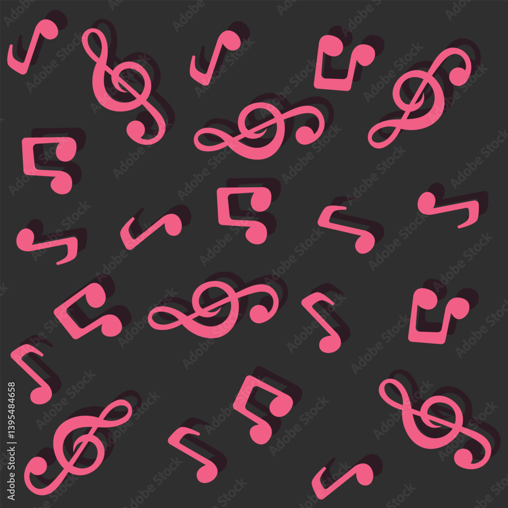 Poster music notes seamless pattern backdrop, music note background, seamless pattern texture design. float