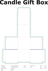 Candle Gift Box Die Cut Template Blueprint With Dimensions And Crease Lines For Manufacturing Professional Packaging