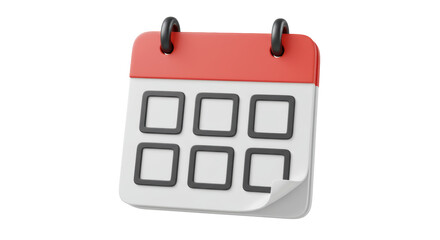 Isolated calendar icon 3D render on white background