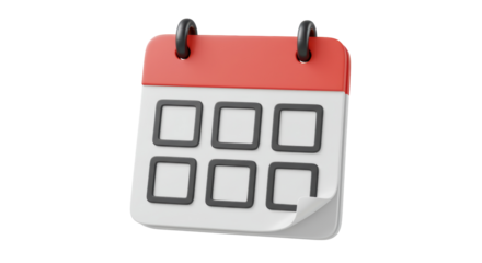 Isolated calendar icon 3D render on white background