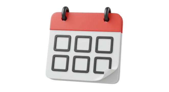 Isolated calendar icon 3D render on white background
