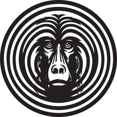 Baboon Face Concentric Circles Logo Vector
