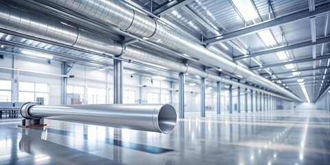 Naklejka premium Large industrial pipe in a spacious modern factory