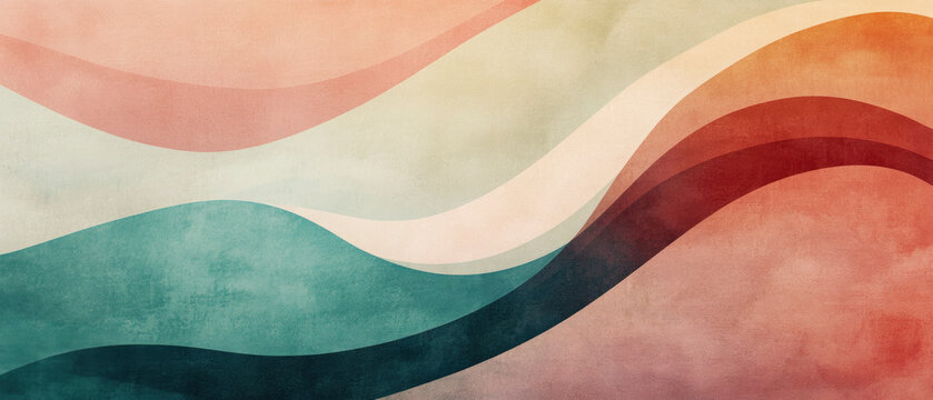 Abstract turquoise beige rose smooth waves and curves in shades of colors as business background design wall texture, modern illustration or wallpapper