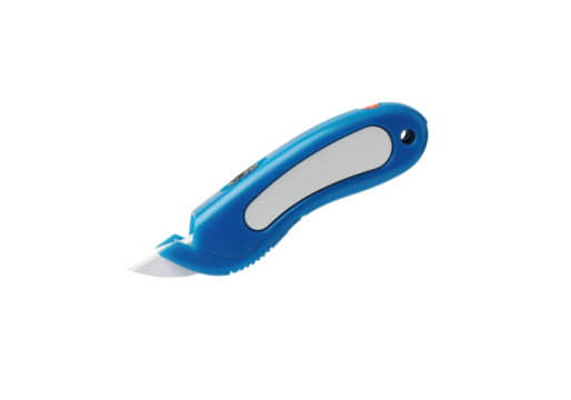 A floating correction tape dispenser, horizontally aligned, on a solid white background