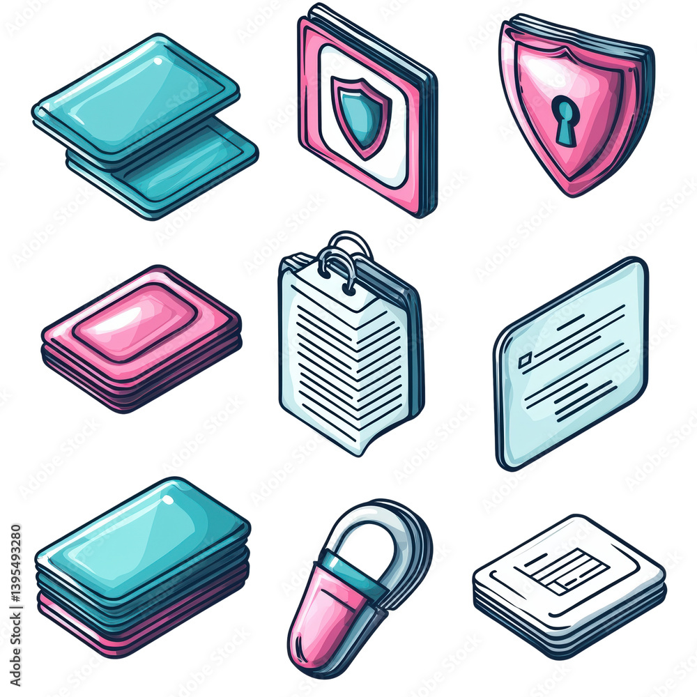 Poster infographics it security icon set concept. data security and privacy protection technology concepts