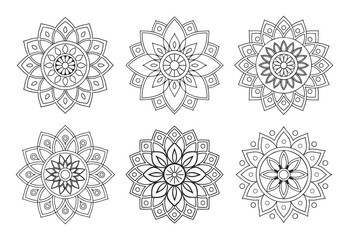 A collection of stylish and detailed mandala art illustrations, ideal for creating intricate and sophisticated designs.