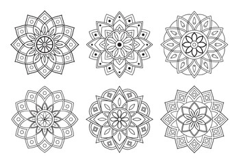 A collection of stylish and detailed mandala art illustrations, ideal for creating intricate and sophisticated designs.