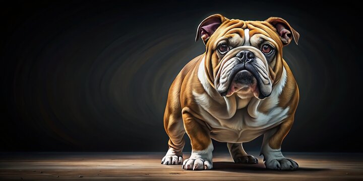 Majestic Bulldog Portrait: Black Background, Canine Art, Dog Painting