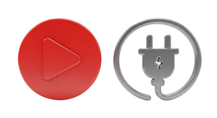 Fototapeta premium Isolated Play Button and Power Symbol