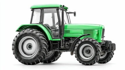 Obraz premium A detailed image of a vibrant green tractor, perfect for agricultural or construction use.