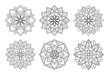 A collection of stylish and detailed mandala art illustrations, ideal for creating intricate and sophisticated designs.