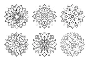A collection of stylish and detailed mandala art illustrations, ideal for creating intricate and sophisticated designs.