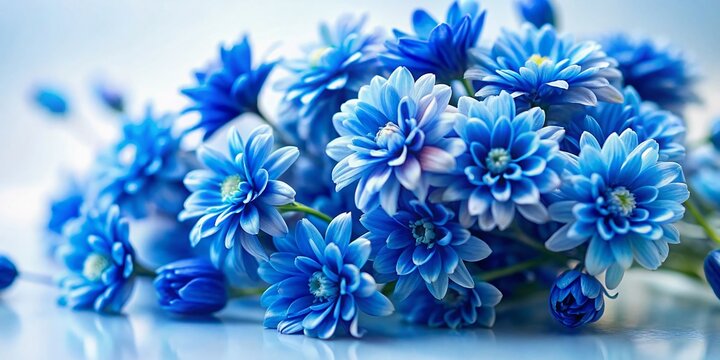 Miniature Blue Flower Bouquet, Tilt-Shift Photography, White Background