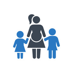 Pregnant Woman and Children Icon