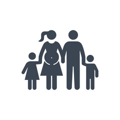 Pregnant Family Holding Hands Icon