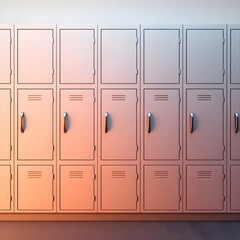 Row of Empty School Lockers in a Soft Light