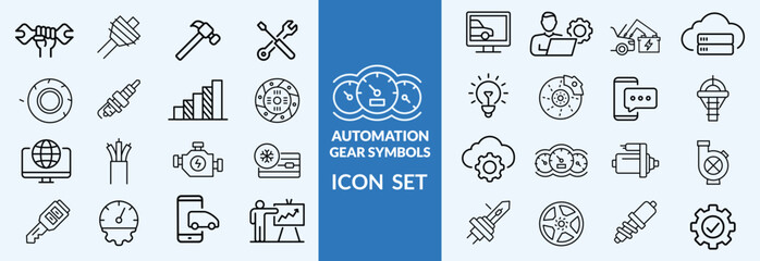 Set of gear wheel icon element. Industrial Gear  setting System Illustration
