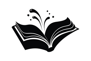 Open Book With Decorative Flourishes Icon Vector Illustration Black And White Style
