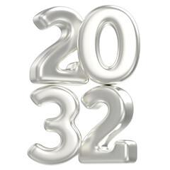 3D Silver Happy New Year 2032