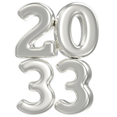 3D Silver Happy New Year 2033