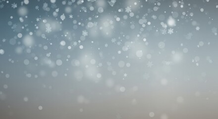 Fototapeta premium Soft snowfall with delicate snowflakes and bokeh effect against a winter sky