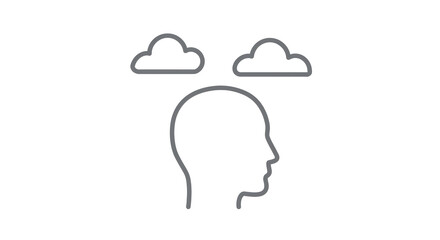 Isolated Head Silhouette with Clouds