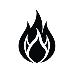 Black And White Minimalist Flame Illustration For Creative Design Projects