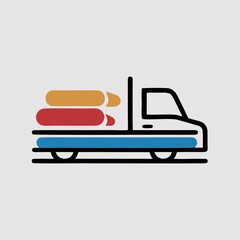 Stylized truck logo emblem with sharp lines and dynamic road theme