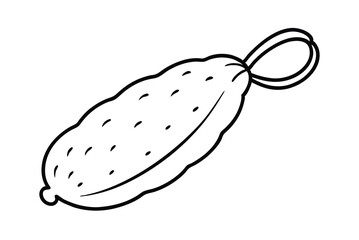 Simple Black Outline Vector Illustration Of A Cucumber For Coloring Page