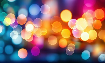 Blurred bokeh lights create a mesmerizing colorful abstract background perfect for celebratory designs.