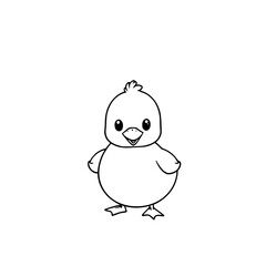 Cute Chick Illustration: A cheerful chick is presented as an adorable cartoon illustration, showcasing its charm with a simple, endearing expression. 