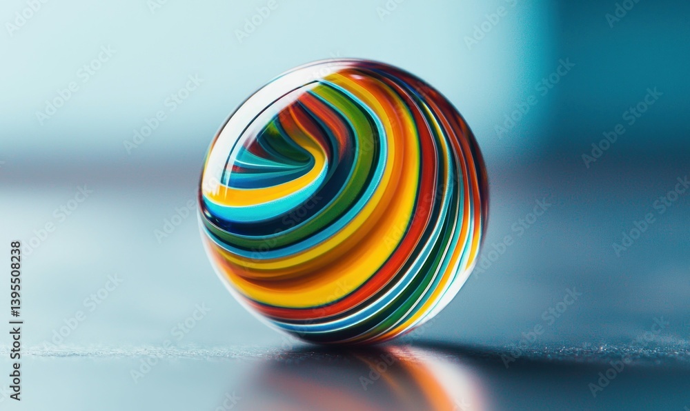 Poster a mesmerizing, colorful glass orb with swirling patterns creating an abstract and vibrant compositio