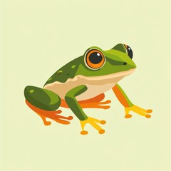 Obraz premium Stylized Amphibian. Flat Illustration of a Frog in Vibrant Colors