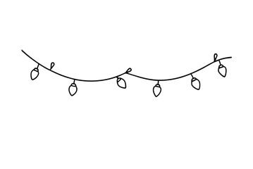 Christmas Lights Garland Single Line Drawing Decoration For Festive Season