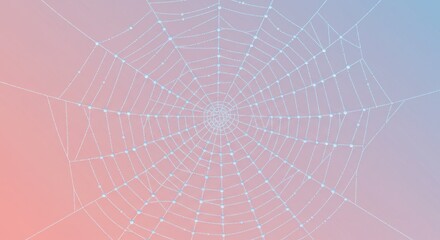 Obraz premium Intricate spider web design against a soft gradient background, perfect for nature themes