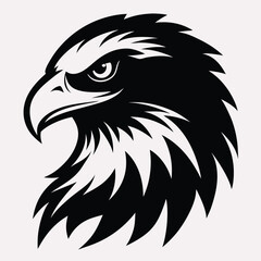 Obraz premium Eagle head silhouette, black and white on white background