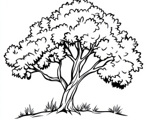 Lush tree illustration, nature, white background, design element