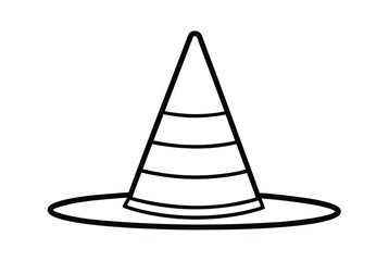 Simple Black Outline Drawing Of A Witch Hat For Halloween Theme