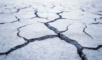 Obraz premium The cracked earth unveils a severe drought, symbolizing environmental challenges and a warming planet.