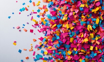 Brightly colored confetti creates a dynamic and celebratory background, perfect for festive designs.